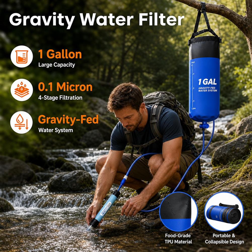 1 Gal Gravity Water Filter Bag - Outdoor Adventure Backpack ulasan dan harga